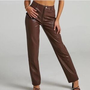 Brown Faux Leather Pants